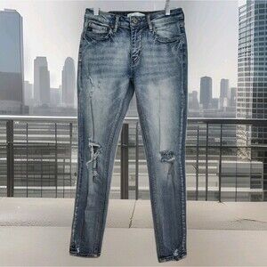KanCan distressed women's skinny jeans, size 24, medium blue wash